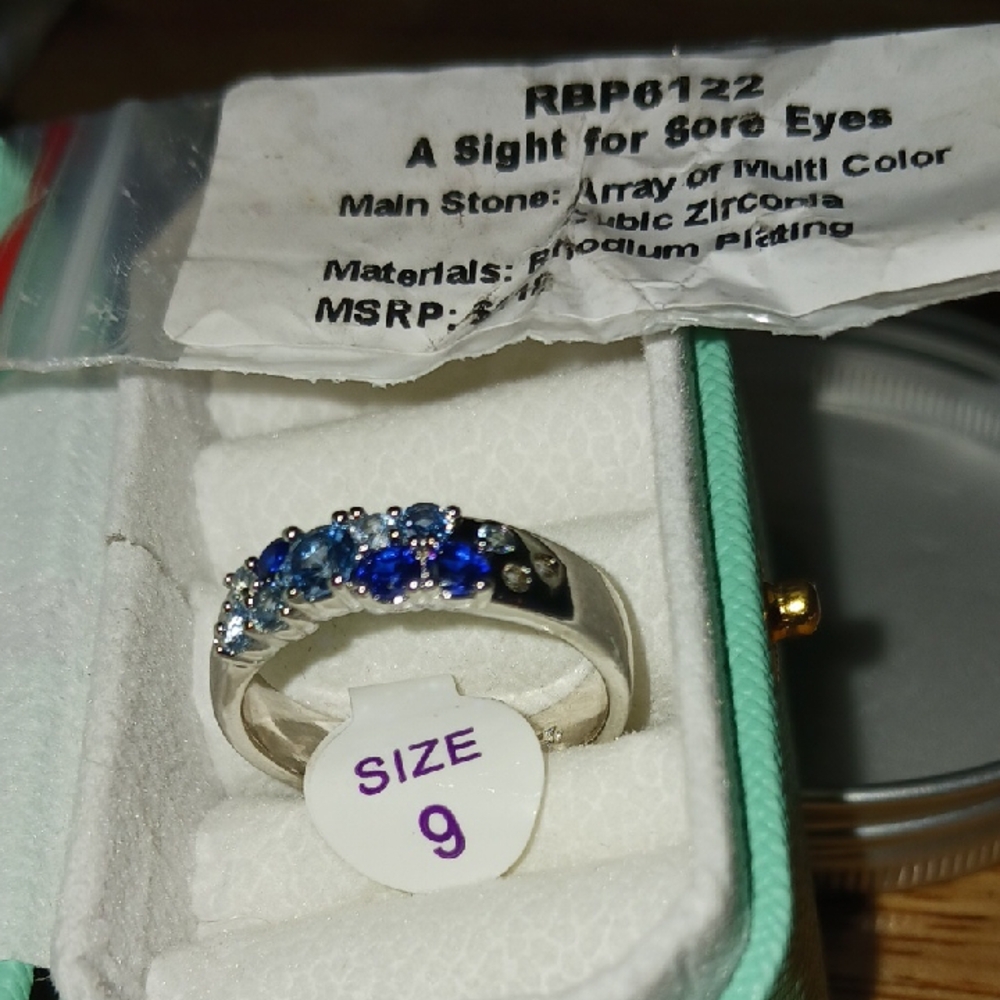 This Beautiful Array Of Blue CZ's Ring Is A Sight For Sore Eyes.